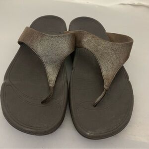 Fitflop Lulu Women’s Bronze Glitter Leather Toe Post Flip Flop